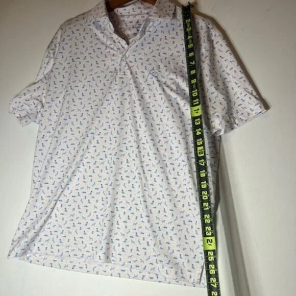 Rhoback Men's Polo Collared Blue Dog Casual White Shirt Sz M - Picture 4 of 5